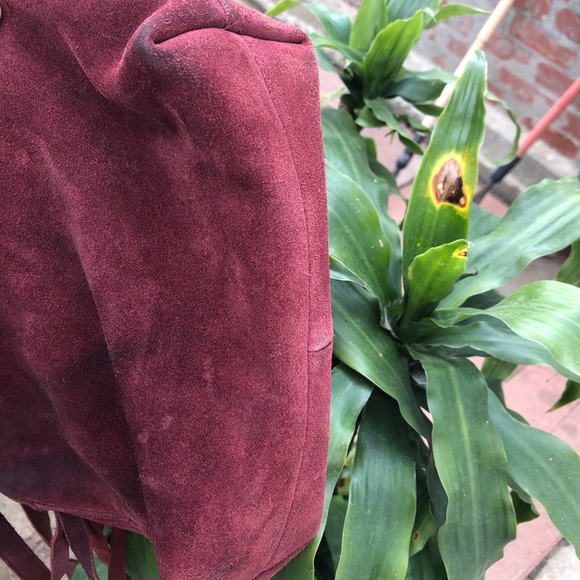 Madewell Leather Burgundy Fringed Cross Body Bag - Picture 7 of 10